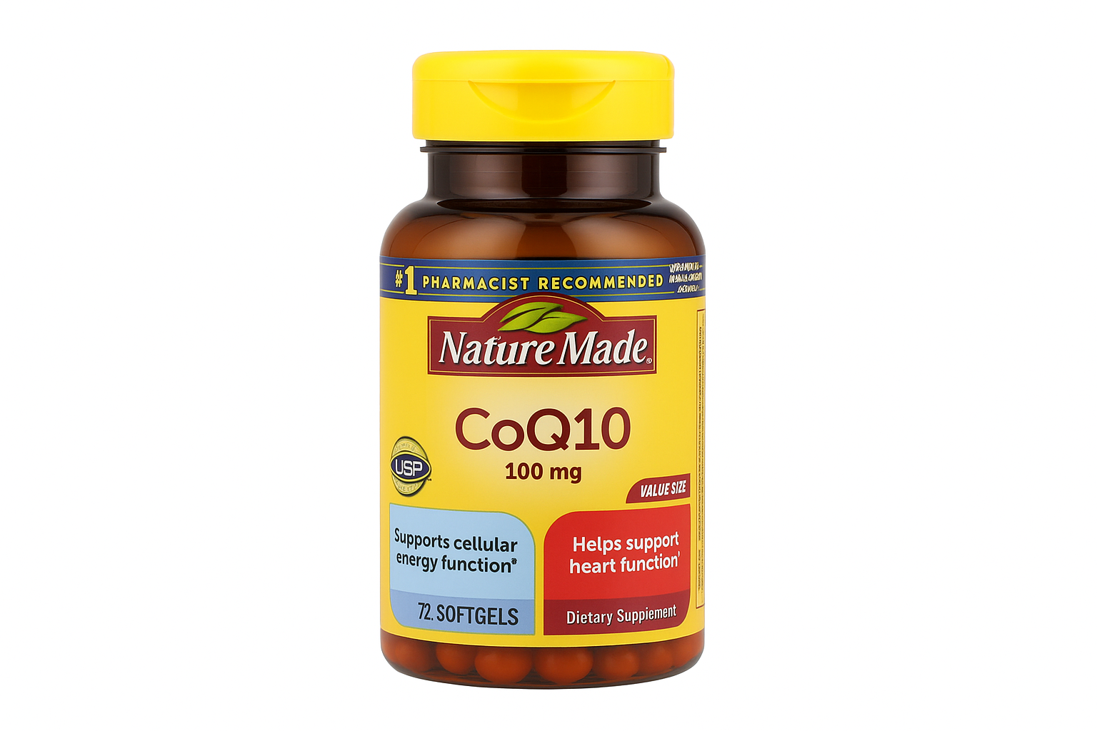 nature made, coq10 100 mg soft gels, 120 count value size for heart health