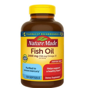 nature made, fish oil omega 3 soft gels 2400mg (720 mg omega 3) per serving 134 ct