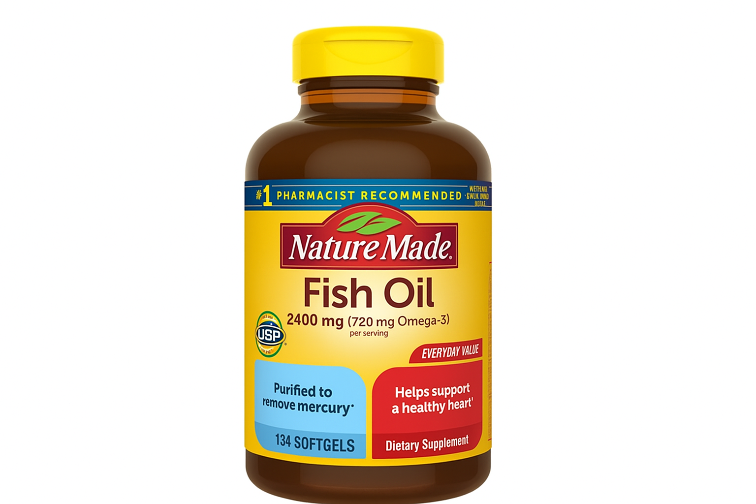 nature made, fish oil omega 3 soft gels 2400mg (720 mg omega 3) per serving 134 ct nature made, fish oil omega 3 soft gels 2400mg (720 mg omega 3) per serving 134 ct