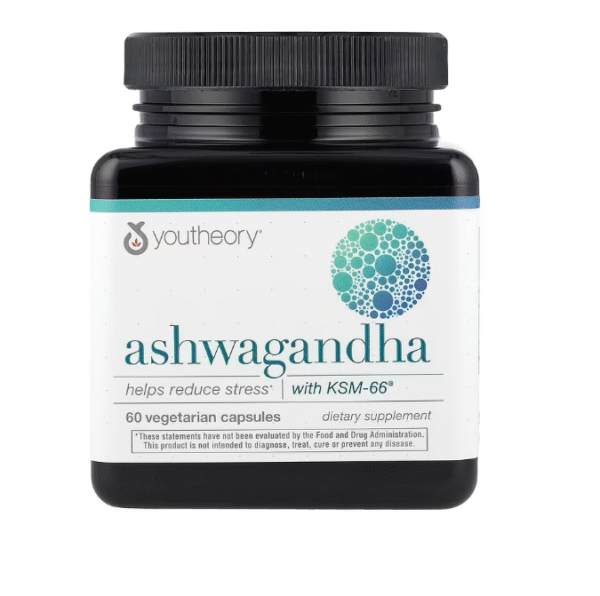 youtheory, ashwagandha 1,000 mg stress support supplement cortisol support supplement gluten, dairy & soy free 60 vegetarian capsules