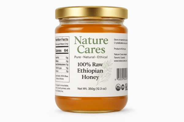 Nature Cares 100% Raw Ethiopian Honey – 350g Glass Jar, Pure Natural Ethical Nature Cares 100% Raw Ethiopian Honey – Pure, Natural & Ethical | 350g Glass Jar